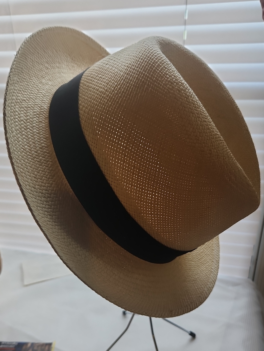 Borsalino Men's Italian Fedora Hat with Black Band - 100% Paglia